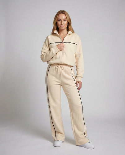 Damen Velours-Lounge-Set Ausgestellte Hose