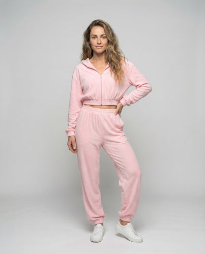 Damen Velours-Joggingset Weite Hose