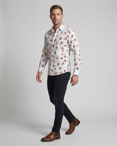 Herren Paisley-Baumwollhemd Kentkragen