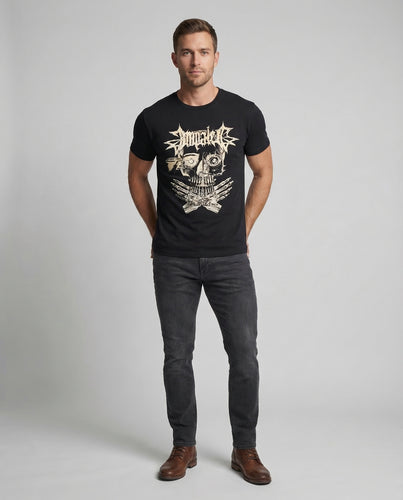 Unisex Baumwoll-T-Shirt Blockschrift