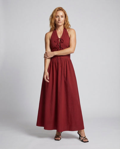 Damen Ärmelloses Maxikleid Halterkragen