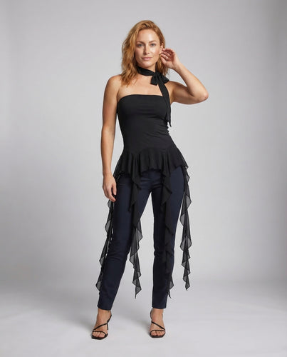 Damen Asymmetrisches Chiffonkleid Rüschen