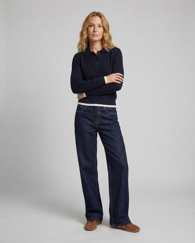 Damen Weite Jeanshose Bügelfalte