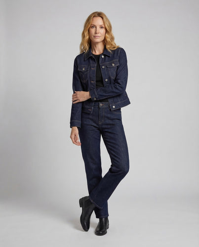 Damen Kastiges Jeans-Set Weitbein-Jeans