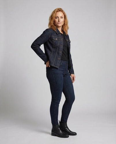 Damen Taillierte Jeansjacke Prinzessnähte