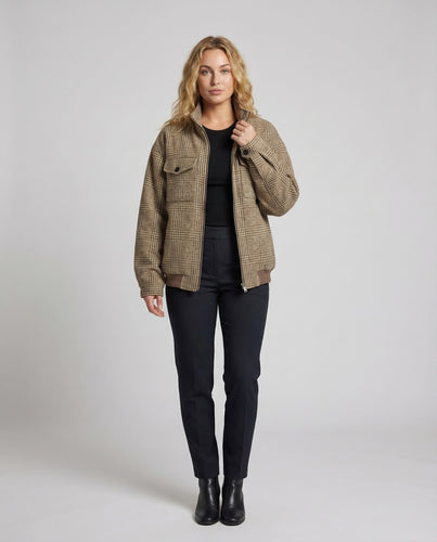 Damen Wollmix-Hemdjacke Glencheck-Muster
