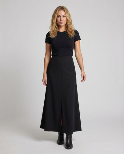 Damen Taillenhoher Maxirock Mittiger Schlitz