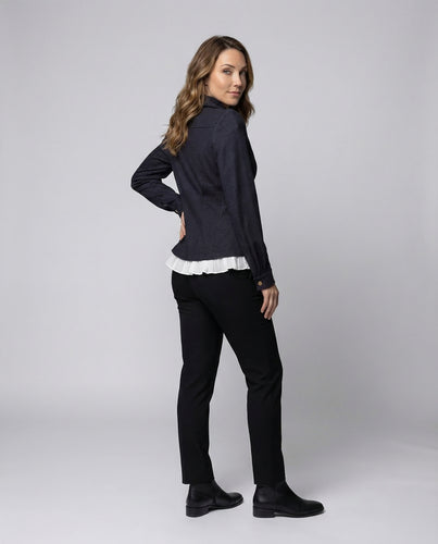 Damen Taillierte Blazerjacke Chiffonvolant