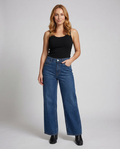 Damen Weicher Jeansmaxirock A-Linie
