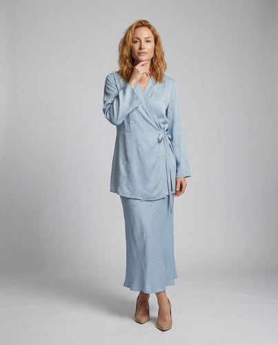 Damen Wickel-Kimono-Zweiteiler Maxirock
