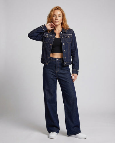 Damen Jeans-Set Palazzohose Spitze