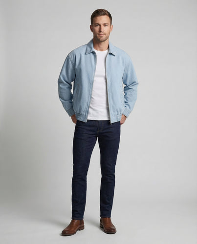 Herren Gestreifte Bomberjacke Zip-Blouson
