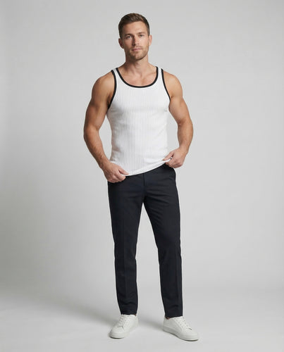 Herren Körperbetontes Tanktop Kontrastpaspel