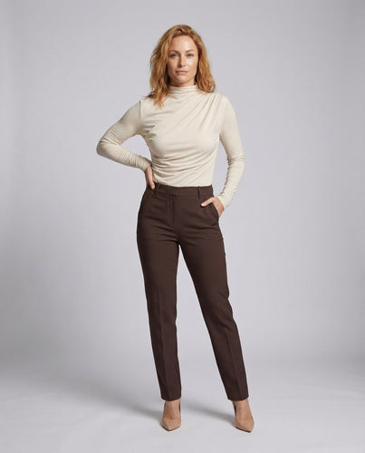 Damen Drapiertes Rollkragen-Langarmshirt