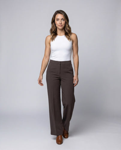 Damen Anzug-Weitbeinhose Teil-elastischer Bund