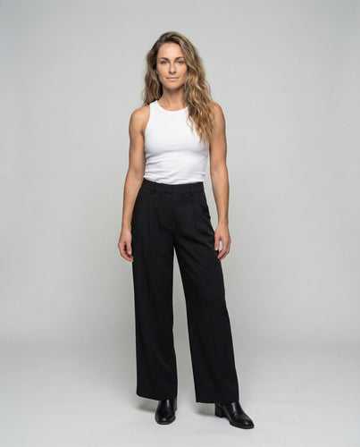 Damen Bundfaltenhose Weites Bein