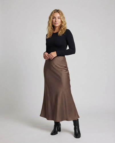 Damen Satinmaxirock A-Linien-Form