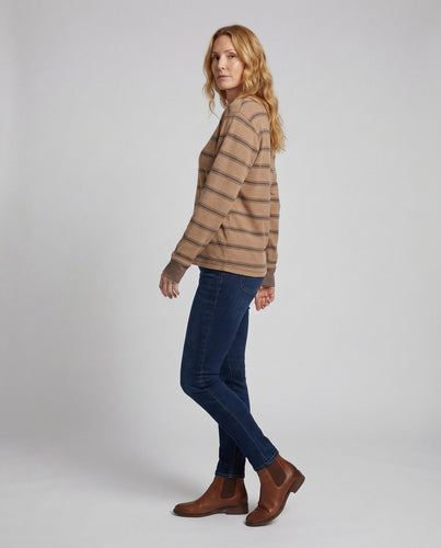 Damen Gestreifter Feinstrick-Longsleeve Relaxed Fit