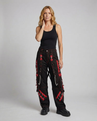 Damen Gothic-Punk Baggy-Cargohose Netzpaneele