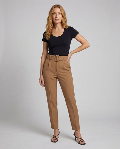 Damen Bundfaltenhose Steggürtel