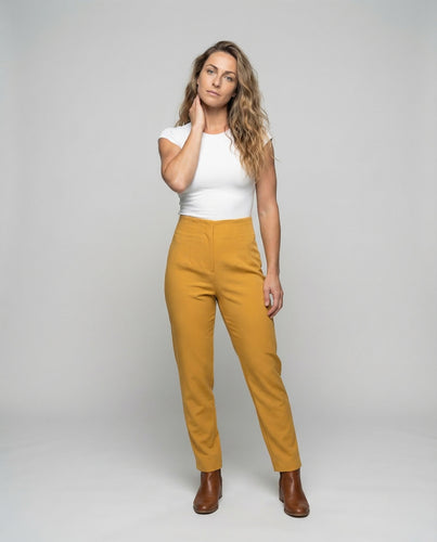 Damen Schmal zulaufende Stoffhose Formende Abnäher