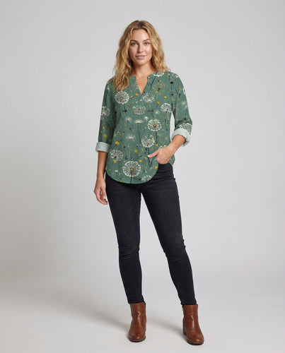 Damen Tunika-Bluse Pusteblumen-Print