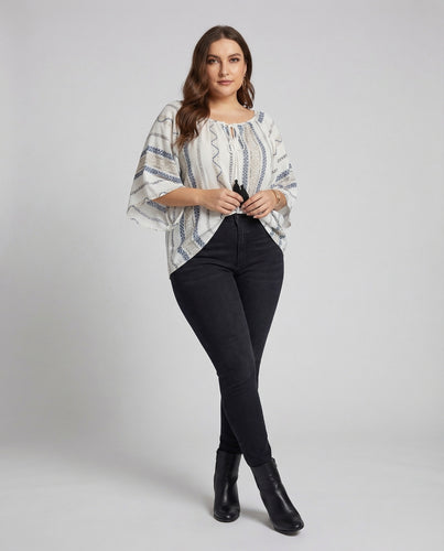 Damen Boho-Tunika Kordelzug Quasten