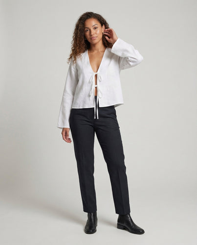 Damen Bindebluse Doppelte Knotenfront