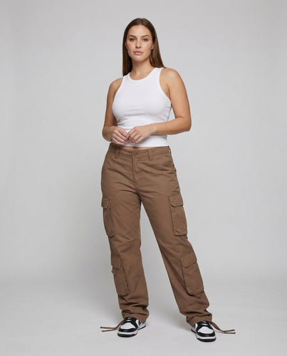Damen Mehrtaschen-Hose Dekorative Saumbänder