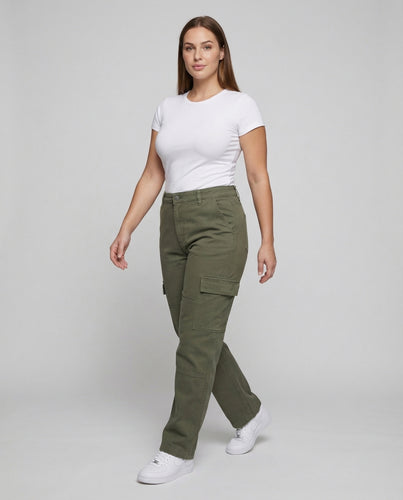 Damen Canvas-Cargohose Kniepasse