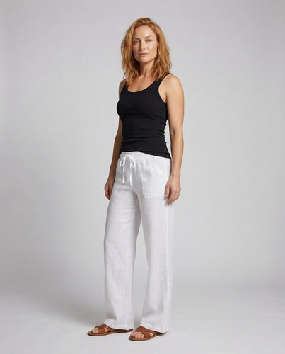 Damen Leinen-Relaxhose Tunnelzugbund