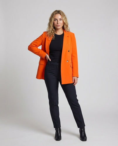 Damen Doppelreiher-Blazer Goldplattierte Zierknöpfe