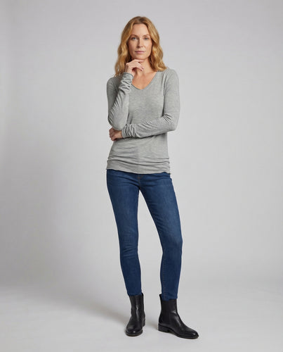 Damen Langarmshirt Daumenloch Gerundeter Saum