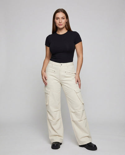 Damen Tiefsitzende Cargohose Überlanger Saum