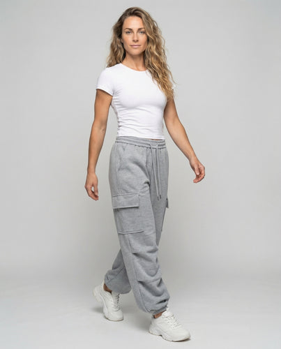 Damen Oversize-Sweat-Cargohose Tunnelzugbund