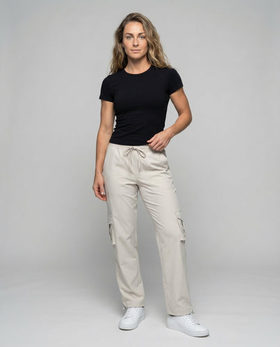 Damen Reiselounge-Cargohose Kordelabschlüsse