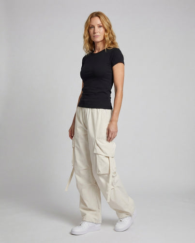 Damen Utility-Palazzo-Cargohose Ballonbeine