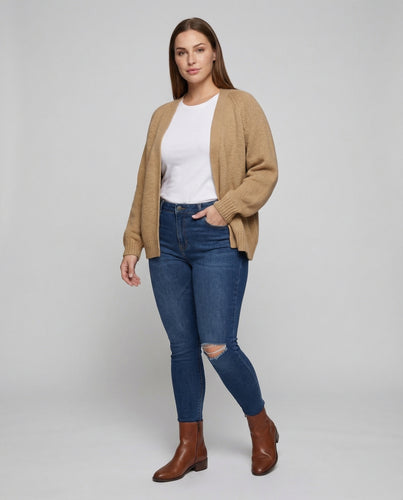 Damen Strickcardigan Überschnittene Schulter