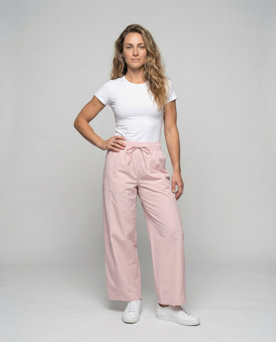 Damen Baumwollhose Tunnelzug Hoher Bund