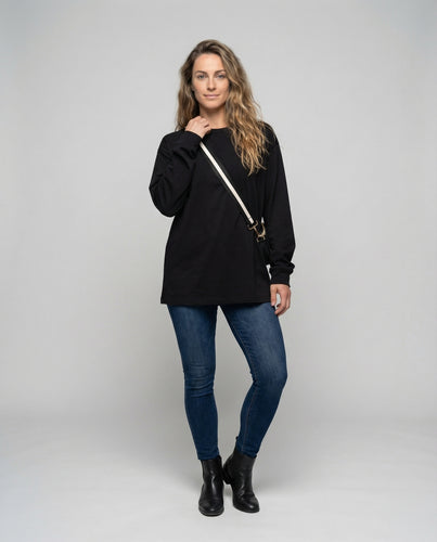 Damen Baumwoll-Langarmshirt Oversize-Schnitt