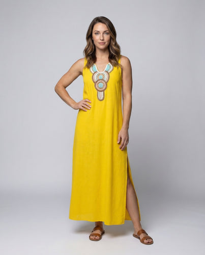 Damen Maxikleid Ornamentale Zierpasse