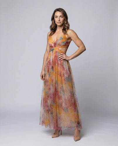 Damen Chiffon-Abendkleid Gekreuzte Korselettpasse