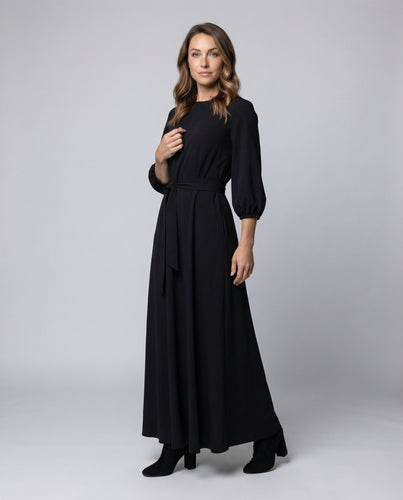 Damen Abendkleid Taillierter Bindegürtel A-Linienrock