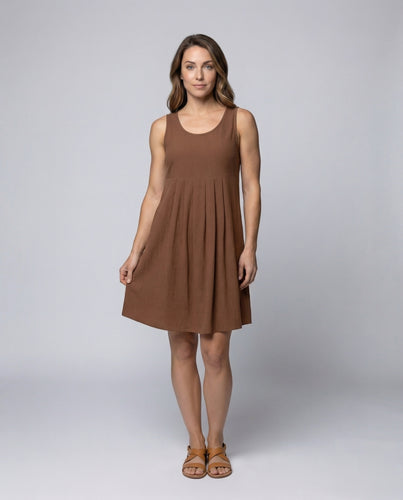 Damen Midikleid Empire-Teilungsnaht Kellerfalten