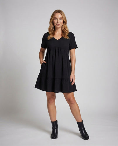 Damen Midikleid Empire-Taille Volantstufe