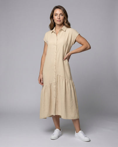 Damen Hemdblusen-Midikleid Asymmetrische Stufennaht