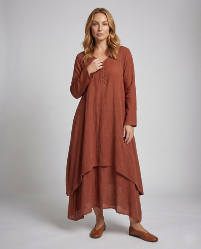 Damen Lagenmaxikleid Asymmetrischer Stufensaum