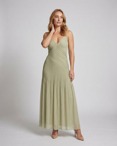 Damen Wickel-Abendkleid Kreuzdrapierung Chiffonrock