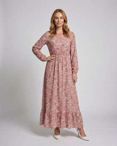 Damen Romantisches Maxikleid Manschettenärmel