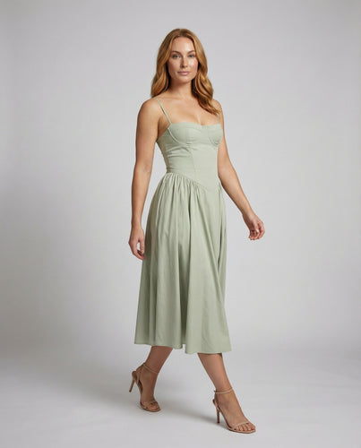 Damen Bustier-Midikleid Schwingender Tellerrock